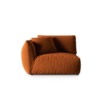 Modul stanga pentru canapea, 1 loc, Chris-184, Micadoni Home, 130x100x80 cm, catifea, teracota