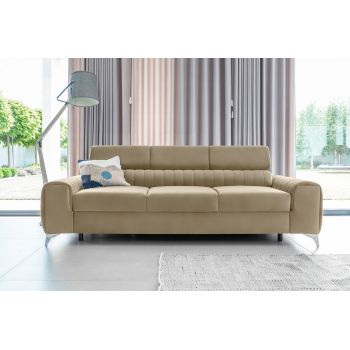 Canapea extensibila 3 locuri, ELTAP, SO-LAU-20NU, Laurence, 261x97x105 cm, lemn/poliester, maro deschis