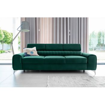 Canapea extensibila 3 locuri, ELTAP, SO-LAU-35NU, Laurence, 261x97x105 cm, lemn/poliester, verde inchis