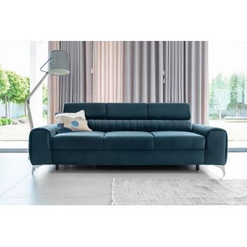 Canapea extensibila 3 locuri, ELTAP, SO-LAU-40NU, Laurence, 261x97x105 cm, lemn/poliester, albastru inchis