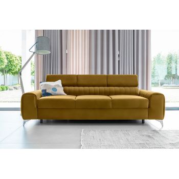Canapea extensibila 3 locuri, ELTAP, SO-LAU-45NU, Laurence, 261x97x105 cm, lemn/poliester, mustar