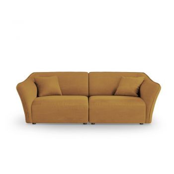 Canapea galben-muștar cu tapițerie din țesătură bouclé 206 cm Tokyo – Cosmopolitan Design