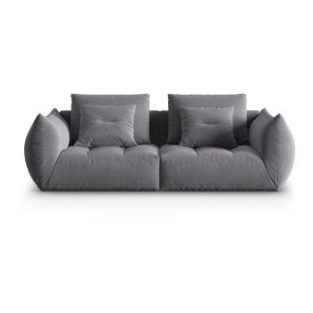 Canapea gri închis cu tapițerie din țesătură bouclé 232 cm Bloom – Micadoni Home