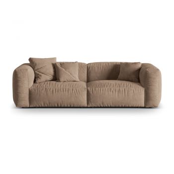 Canapea modulară maro deschis cu tapițerie din catifea 240 cm Martina – Micadoni