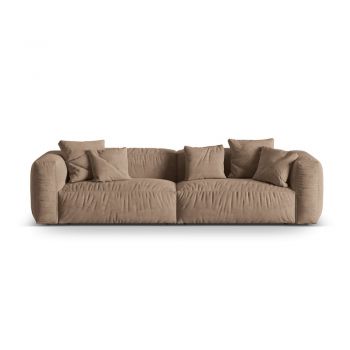 Canapea modulară maro deschis cu tapițerie din catifea 320 cm Martina – Micadoni