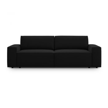 Canapea neagră extensibilă/cu spațiu de depozitare cu tapițerie din catifea 247 cm Jodie – Micadoni