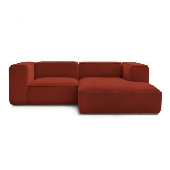Colțar cărămiziu cu tapițerie din țesătură bouclé (cu colț pe partea dreaptă) Zephyr – Bobochic Paris