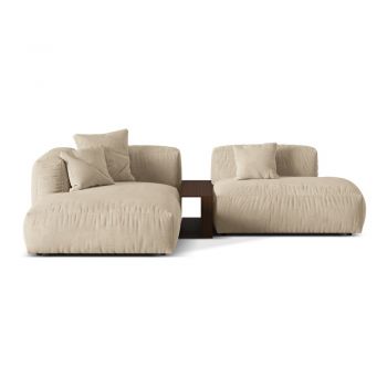 Colțar modular bej/crem cu tapițerie din țesătură bouclé (cu colț pe partea stângă ) Martina – Micadoni Home