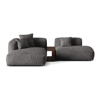 Colțar modular gri cu tapițerie din țesătură bouclé (cu colț pe partea stângă ) Martina – Micadoni Home