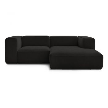 Colțar negru cu tapițerie din țesătură bouclé (cu colț pe partea dreaptă) Zephyr – Bobochic Paris