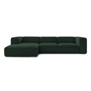 Colțar verde închis cu tapițerie din țesătură bouclé (cu colț pe partea stângă ) Zephyr – Bobochic Paris