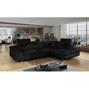 Coltar extensibil dreapta 4 locuri, ELTAP, Anton, 272x203x85 cm, lemn/poliester, negru