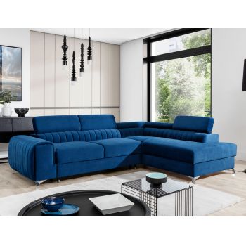 Coltar extensibil dreapta 4 locuri, ELTAP, Lau-33, Laurence, 278x205x92 cm, lemn/poliester, bleumarin