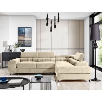 Coltar extensibil dreapta 4 locuri, ELTAP, LAU-353, Laurence, 278x205x92 cm, lemn/poliester, bej