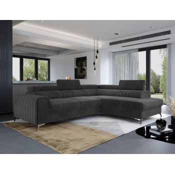 Coltar extensibil dreapta 4 locuri, ELTAP, Lau-37, Laurence, 278x205x92 cm, lemn/poliester, graphite