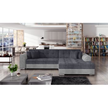 Coltar extensibil dreapta 4 locuri, ELTAP, Sorento, 296x194x78 cm, lemn/poliester, gri/gri deschis
