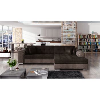 Coltar extensibil dreapta 4 locuri, ELTAP, Sorento, 296x194x78 cm, lemn/poliester, maro inchis/maro