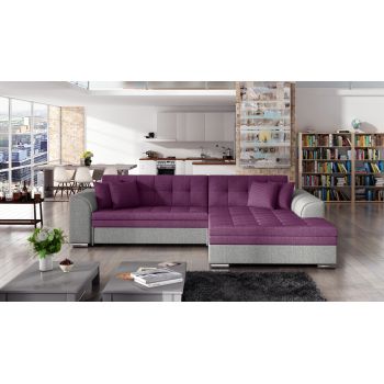 Coltar extensibil dreapta 4 locuri, ELTAP, Sorento, 296x194x78 cm, lemn/poliester, violet/gri