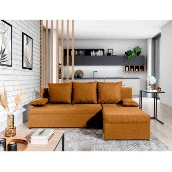 Coltar extensibil reversibil 3 locuri, ELTAP, Gino, 201x143x90 cm, lemn/poliester, mustar