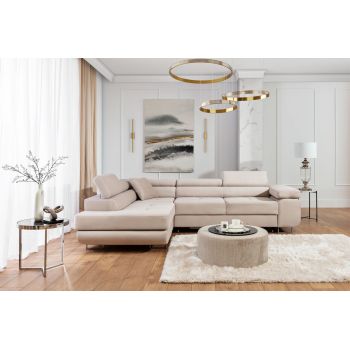 Coltar extensibil stanga 4 locuri, ELTAP, Anton, 272x203x85 cm, lemn/poliester, bej deschis