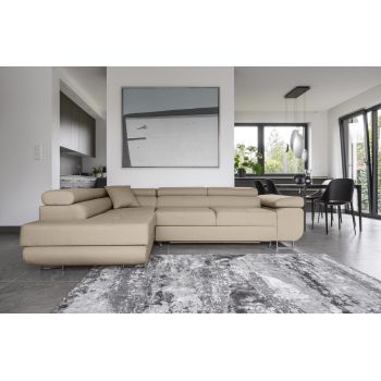 Coltar extensibil stanga 4 locuri, ELTAP, Anton, 272x203x85 cm, lemn/poliester, bej inchis