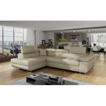Coltar extensibil stanga 4 locuri, ELTAP, Anton, 272x203x85 cm, lemn/poliester, bej
