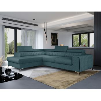 Coltar extensibil stanga 4 locuri, ELTAP, Lau-06, Laurence, 278x205x92 cm, lemn/poliester, albastru