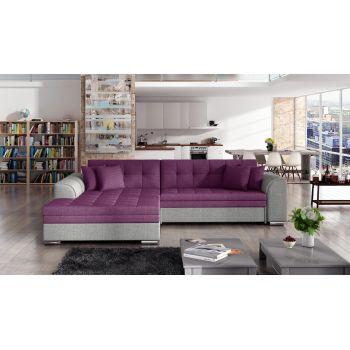 Coltar extensibil stanga 4 locuri, ELTAP, Sorento, 296x194x78 cm, lemn/poliester, violet/gri