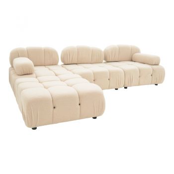 Canapea 3 locuri Hypnotic pakoworld cu material bej de pluș și două perne 294x98x74cm