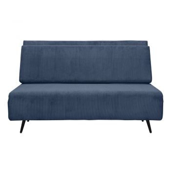 Canapea albastră extensibilă cu tapițerie din catifea reiată 140 cm Mallory – Støraa