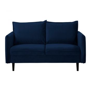 Canapea albastru-închis cu tapițerie din catifea 138 cm Juli – Ropez