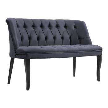 Canapea cu 2 locuri Loreta din catifea antracit cu picioare negre 118x55x78cm 55x118