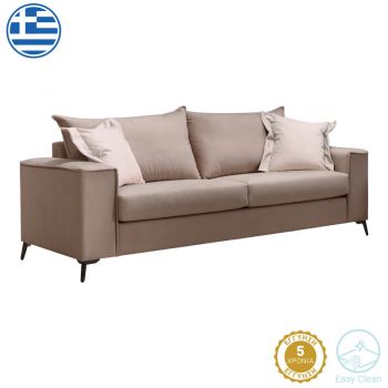 Canapea cu 3 locuri Verona din catifea mocha cu perne crem 225x93x100cm 93x225