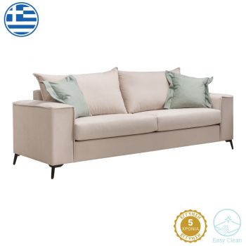 Canapea cu 3 locuri Verona din țesătură crem cu perne de culoare mentă 225x93x100cm 93x225