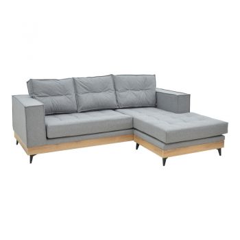 Canapea de colt reversibila Mirabel pakoworld tesatura Gri-lemn Natural 250x184x100cm