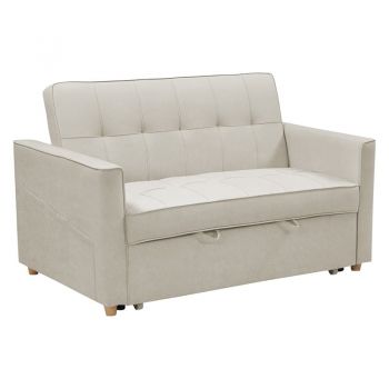 Canapea extensibila 2 locuri Commit din material textil bej-gri 142x93x46+ cm
