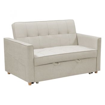 Canapea extensibilă 2 locuri țesătură Commit pakoworld de culoare bej-Gri 142x93x90 cm