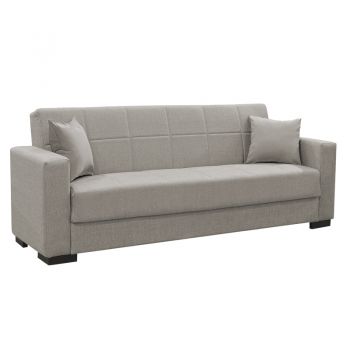 Canapea extensibila cu depozitare pentru doua persoane Vox lumea-lu-Pako stofa Crem 154x82x83cm 83x154