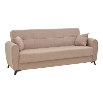 Canapea extensibila cu depozitare pentru trei persoane Lincoln, tesatura de culoare antracit, 225x85x90cm 85x225