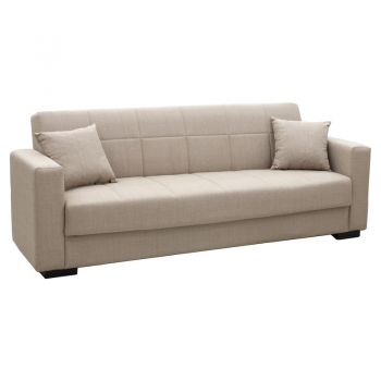 Canapea extensibila cu depozitare trei locuri Vox lumea-pako maro material textil 214x82x83cm 83x214
