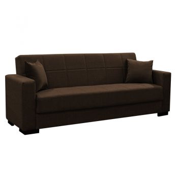 Canapea extensibila cu depozitare trei locuri Vox lumea-pako maro material textil 214x82x83cm 83x214