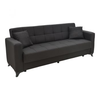 Canapea extensibilă cu trei locuri Modesto pakoworld cu spațiu de depozitare material negru 215x85x80cm