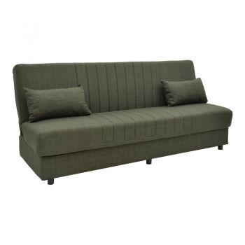 Canapea extensibila cu trei locuri Romina cu spatiu de depozitare pakoworld material verde 190x75x85cm
