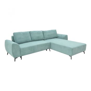 Canapea extensibila cu trei locuri si depozitare Tesatura Pakoworld in culoare albastru 286x204x93cm 204x286