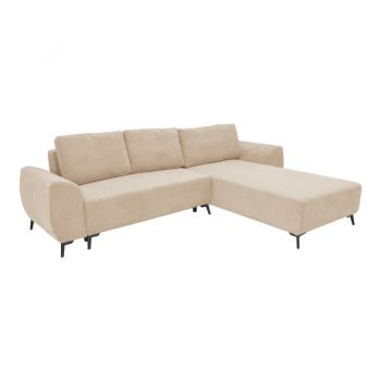 Canapea extensibila de trei locuri cu depozitare Settee din material Pakoworld in culoarea bej 286x204x93cm 204x286