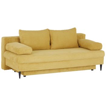 CANAPEA EXTENSIBILĂ lemn, plastic, textil galben