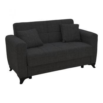 Canapea extensibilă Modesto cu două locuri cu depozitare pakoworld material negru 155x85x80cm
