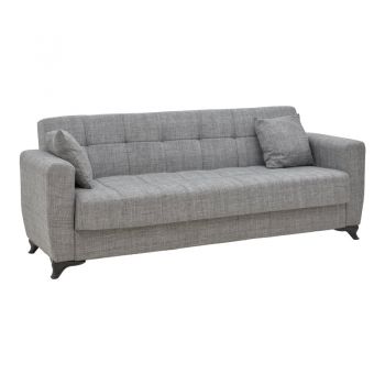 Canapea extensibilă Modesto cu trei locuri cu spațiu de depozitare țesătură Gri pakoworld 215x85x80cm