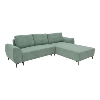 Canapea extensibila pentru trei persoane cu depozitare, din material Pakoworld in culoare menta, 286x204x93cm 204x286