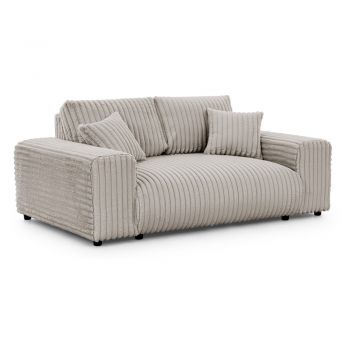 Canapea gri deschis cu tapițerie din catifea reiată 178 cm Justin – Ropez